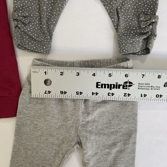 Set of 3 Pull On Pants Bundle Baby Girl 0-3 Months Gray Berry Pink Stretch Play - Picture 7 of 12